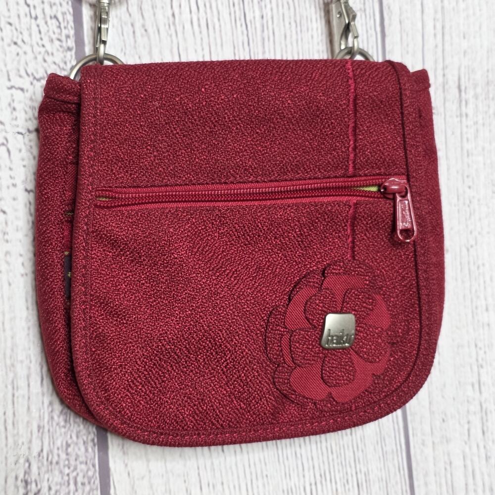 Haiku Small Messenger Flap Crossbody Bag Red 3D Flower Multi Pocket Travel Purse